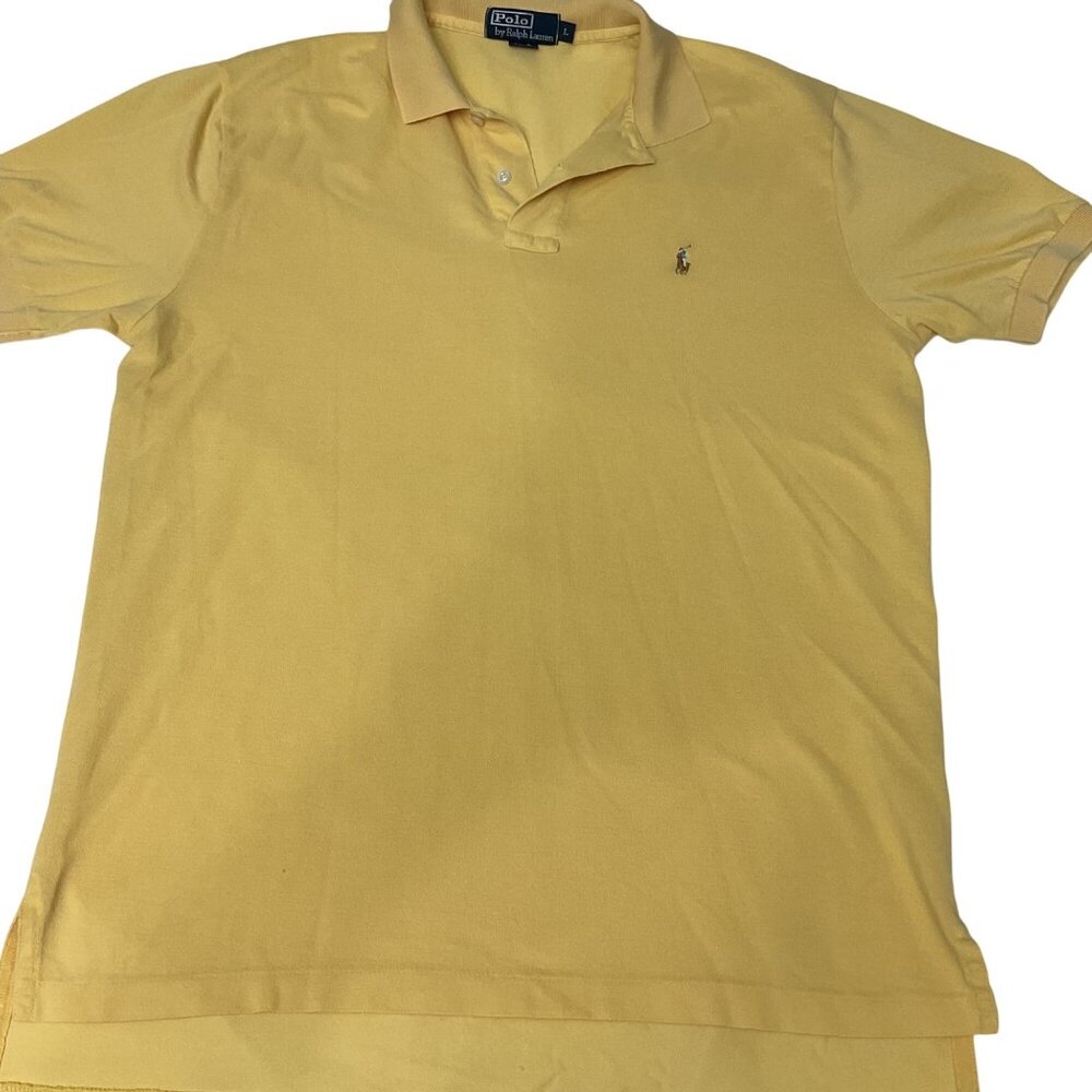 Polo By Ralph Lauren Yellow Cotton Mens Polo Shirt Size L